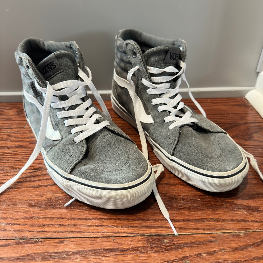 Vans Gray Suede High-Top Sneakers with White Stripe